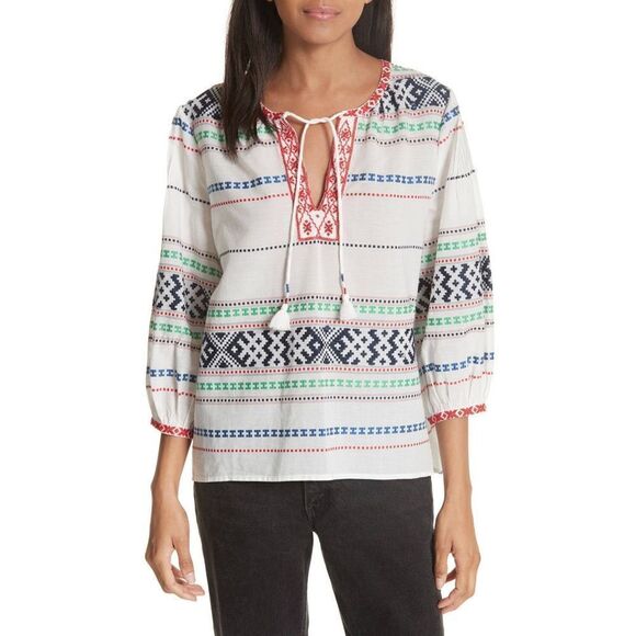 Joie Jenollina Embroidered Top Womens Embroidered Ladies Small New - Picture 12 of 13